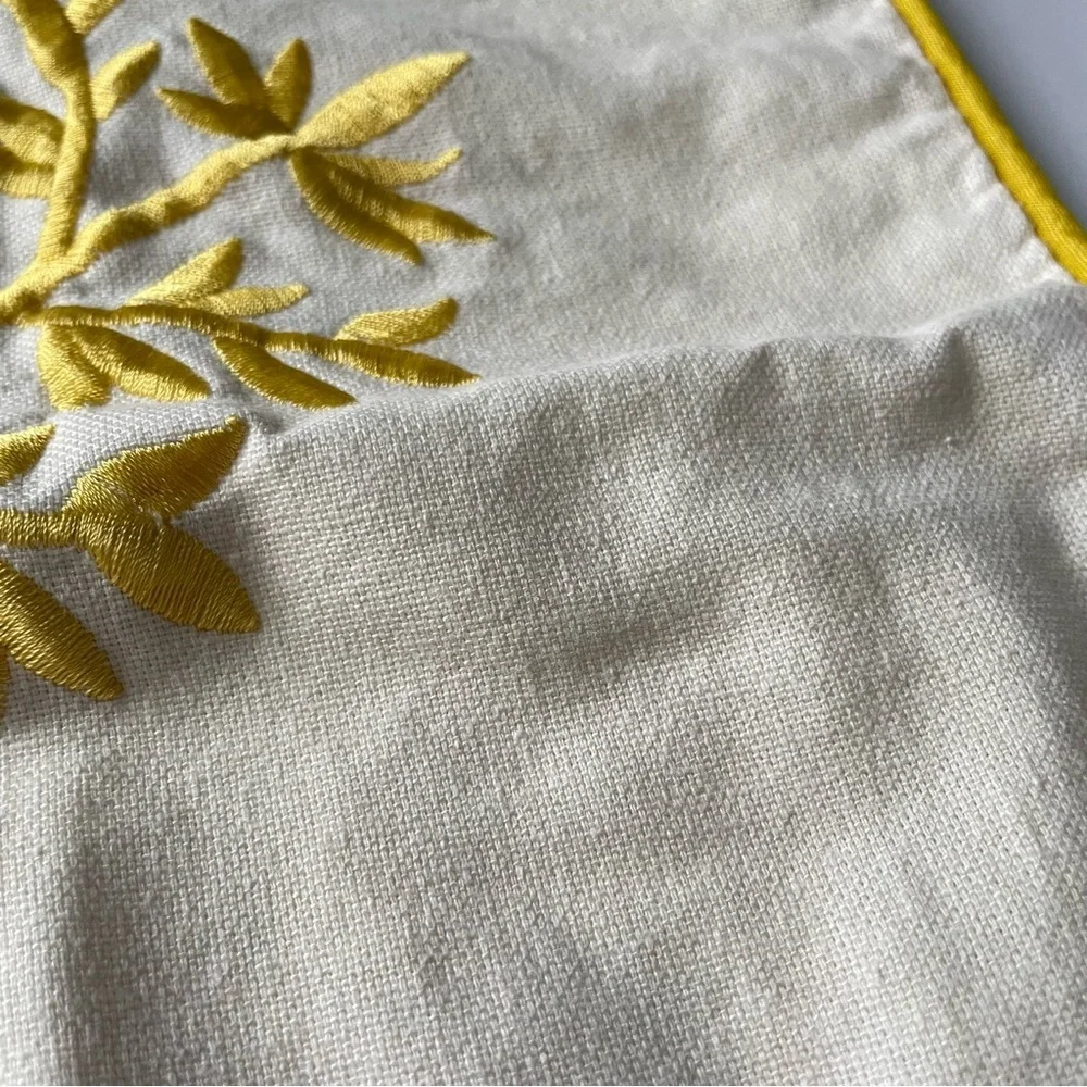 Cream Floral embroidered pillow case rectangle mini